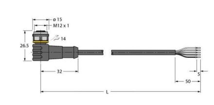 Turck 6625028 WKC4.5T-2/TEL actuator and sensor cable