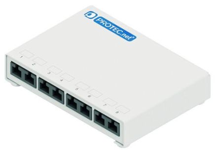 PROTEC.net 05300731 PNMP6AW Cat6A-ISO 8xRJ45 white patch panel LSA+ surface-mounted