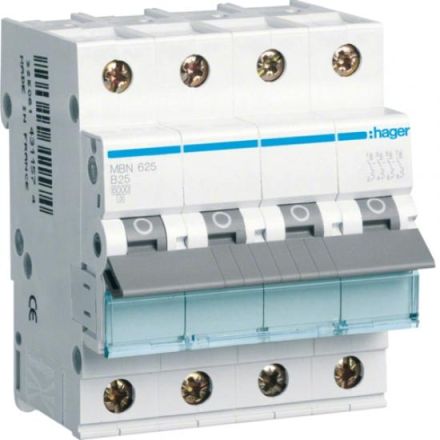 Hager MBN625 circuit breaker 3-pole+N B25A 4M 6kA