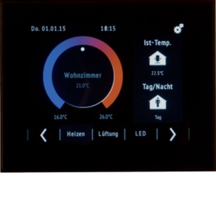 BERKER 75740101 KNX Touch Control | with integrated BCU | black | 3.5 inch