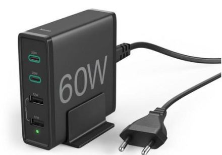 Hama 201628 4 ports, 60 W, black fast charging station