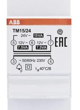 ABB Stotz-Kontakt 2CSM228745R0802 TM15/24 15VA 24VAC bell transformer