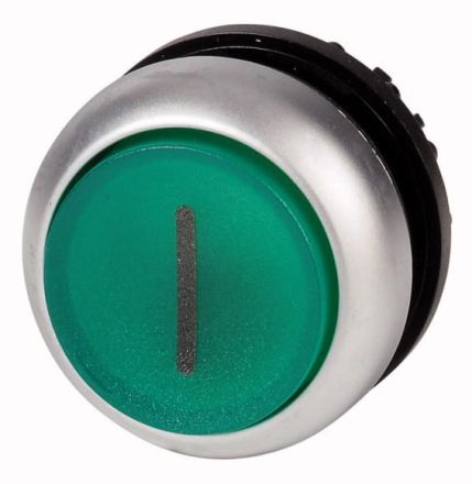 Eaton M22-DRLH-G-X1 illuminated pushbutton, raised, green I, latching, 216805