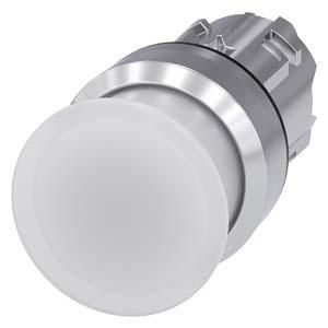 Siemens 3SU1051-1AD60-0AA0 mushroom pushbutton illuminated 22mm round white 30mm