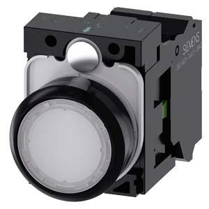 Siemens 3SU1106-0AB60-3BA0 push button illuminated 22mm round white 1S
