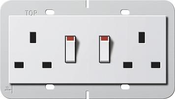 Gira 278303 double socket BS 13A KS switchable System 55 BS 80 pure white
