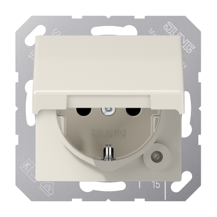 Jung AS1520KIKL SCHUKO socket, 16 A 250 V ~, without claws, integrated increased contact protection, SAFETY+, hinged lid, Duroplast, AS series, white