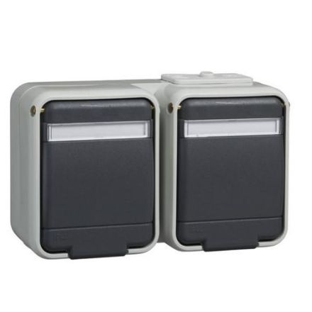 ELSO 445449 2-way 16A horizontal light/basalt grey socket