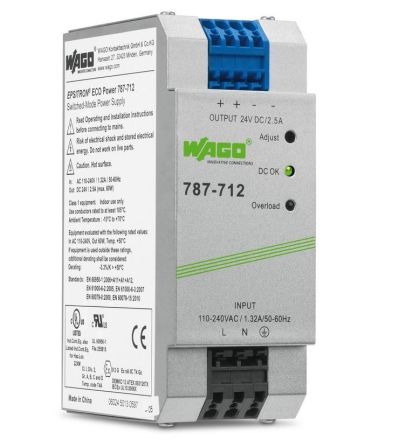 Wago 787-712 ECO 24V 2.5A primary switched mode power supply