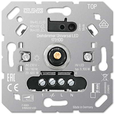 Jung 1731DD rotary dimmer universal LED, with extension input