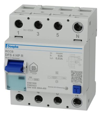 Doepke 09144807 4-pol.63 A 0.03 A Type B+ for WP N right residual current circuit breaker