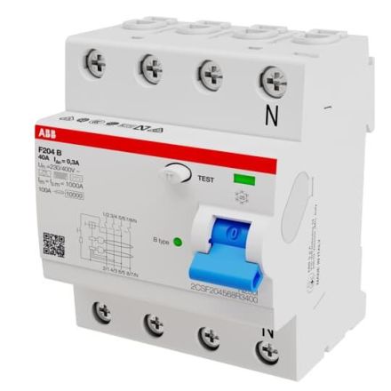 ABB Stotz-Kontakt 2CSF204568R3400 F204B-40/0,3 4P B40A 300mA 3kA 4TE residual current circuit breaker