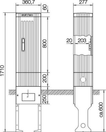 ABN SL172P meter column incl. mounting plate and base