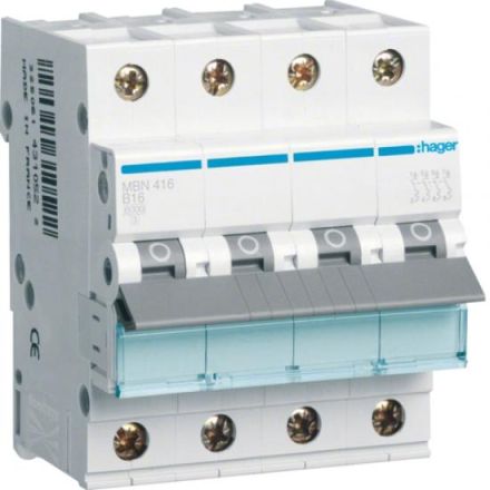 Hager MBN416 circuit breaker 4-pole B16A 6kA