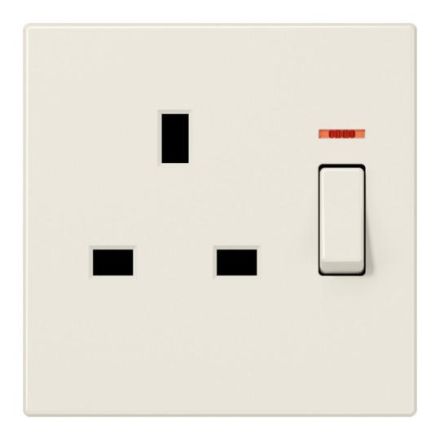 Jung LS3171KO switchable socket, British Standard, 13 A 250 V ~, screw terminals BS 1363-1, 4 mm2, without claws, with function display, integrated raised bea
