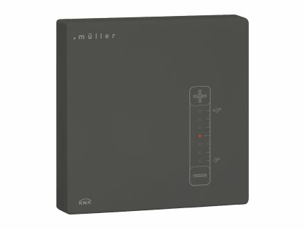 MÜLLER GS 31.11 knxTS KNX room temperature controller | Hygrostat manual setpoint temperature change | jet black | 80x80 mm