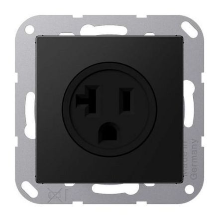 Jung A521-20SWM socket, US standard NEMA, 20 A 125 V ~, screw terminals, without claws, thermoplastic painted, series A, graphite black matt