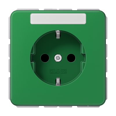 Jung CD1520BFKINAGN SCHUKO socket, 16 A 250 V ~, with label field, integrated increased contact protection, SAFETY+, thermoplastic, CD series, green (for SV)