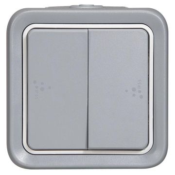 Legrand 069715 rocker switch Plexo IP55 69715 double change FR AP, (grey)