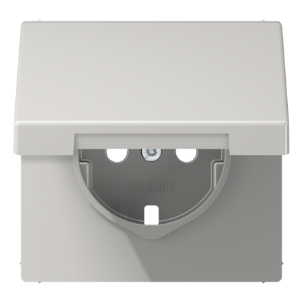 Jung LS1520KLPLLG central plate for SCHUKO® sockets, hinged cover, Duroplast, LS series, light grey