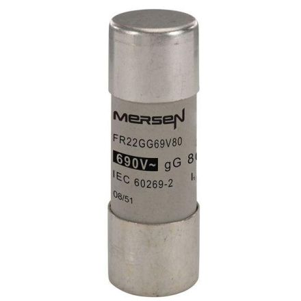 Mersen Q217180J FR22GG69V80 80A gG AC400-690V 22x58 cylindrical fuse link