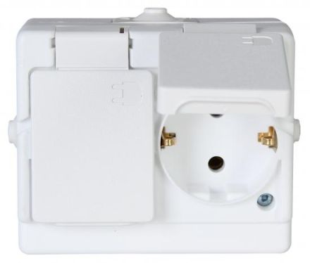 Kopp 130202002 Schuko socket 2-f. AP-FR, wgr., arctic