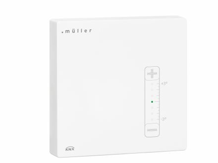 MÜLLER TS 31.11 knx KNX room temperature controller | Binary/analog input, manual setpoint temperature adjustment, surface-mounted | studio white | 80x80 mm