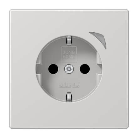 Jung BTLS1521SELG SCHUKO socket, 16 A 250 V ~, screw terminals, with function display, integrated increased contact protection, SAFETY+, thermoplastic, LS series, light gray