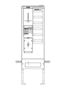 Hager ZAS205DB6 meter connection column 1Z+1V6R 2-field 277x583x2010