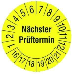 PROTEC.class 05103577 Test labels and warning signs Test label PPPPNPG15 yellow next test. 15mm