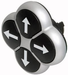 Eaton M22-D4-S-X7 push button 4-way, black arrows, momentary, titanium, 286336