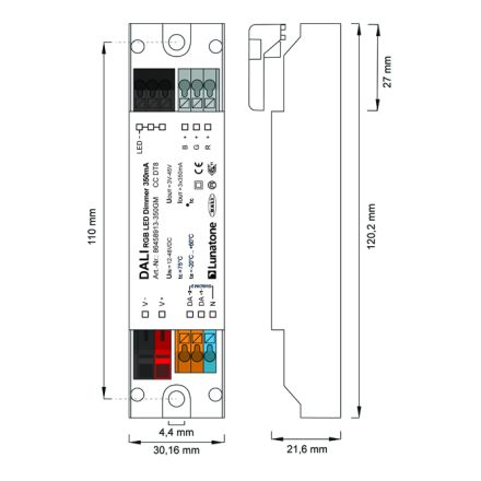 LUNATONE 86458913-350GM DALI LED dimmer | 350mA CC DT8 RGB 3 channel