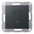 Jung MAA1133ANM multimedia connection system 2 x HDMI, Series A, matt anthracite