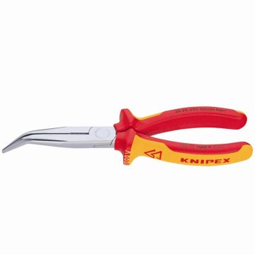 Knipex 2526160 flat round nose pliers 160mm curved + cutting edge, 40° angled jaw