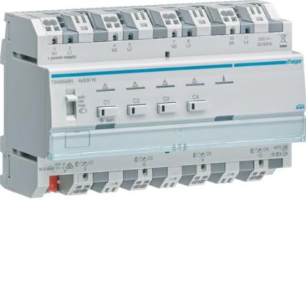 Hager TXA664AN 4-way KNX easy 4x300W ESL/LED universal dimming actuator