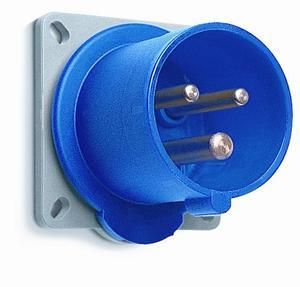 ABB Stotz-Kontakt 216B6, panel-mounted device plug, 10 pcs., blue 6h, 16 A, IP44, 2P+E, 200-250 V, 50+60Hz, 2CMA193338R1000