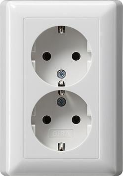 Gira 078003 Double SCHUKO Standard 55 Pure white