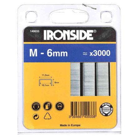 IRONSIDE 140033 staples 6mm 3000pcs.Type M