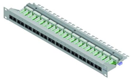 PROTEC.net 05300727 PNPP6A24 Cat6A-ISO 24xRJ45 light grey patch panel LSA+ compact 19' 1U