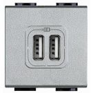 Bticino NT4287C2 USB charging station LivingLight USB A+C 2-module Tech, (aluminium)
