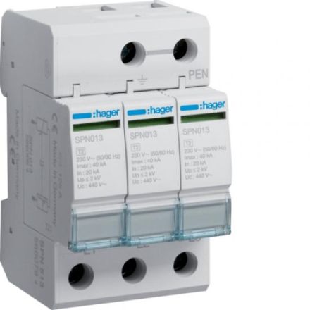 Hager SPN513 surge arrester 3-pole 40kA Type 2 IT A