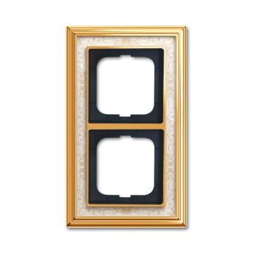 Busch-Jaeger 1722-836 cover frame, 2-way frame polished brass decor ivory white