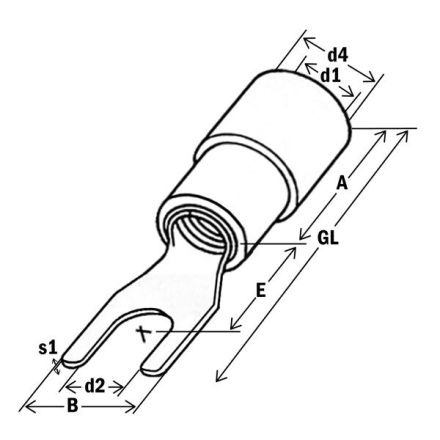 HAUPA 260726 tubular cable lug 6qmm M8 multi-wire fork