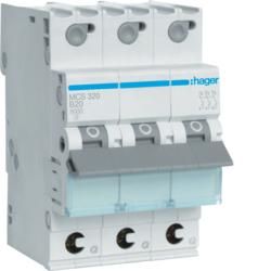 Hager MCS320 circuit breaker 3-pole C20A 6kA QC 3M
