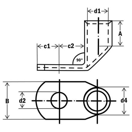 HAUPA 291746 tubular cable lug 70qmm M16 90°