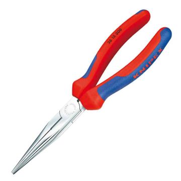 Knipex 2615200 flat round nose pliers 200mm straight SB with cutting edge, straight jaws