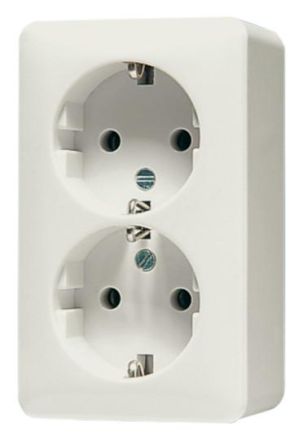 Jung 6020A SCHUKO® double socket, 16 A 250 V ~, 47 mm, AP 600, white