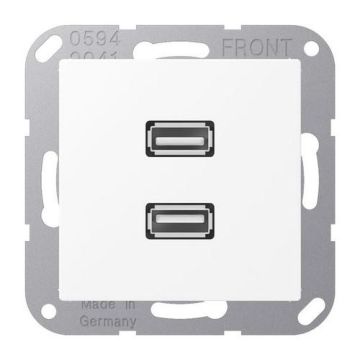 Jung MAA1153WWM multimedia connection system 2 x USB 2.0, Series A, snow white matt