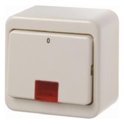 Berker 301240 Control rocker switch with red lens white, glossy surface-mounted