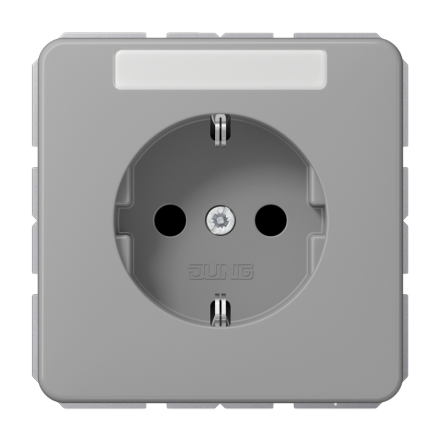 Jung CD1520BFKINAGR SCHUKO socket, 16 A 250 V ~, with label field, integrated increased contact protection, SAFETY+, thermoplastic, CD series, grey